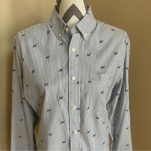 Goodfellow & Co Men's Blue & White Striped Button Down Shirt - Size: Medium